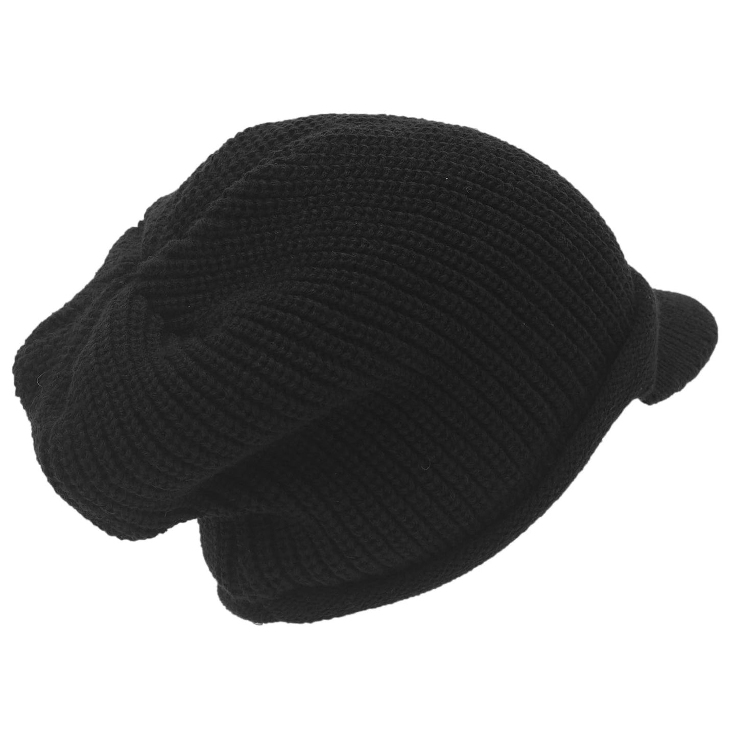 Winter Visor Beanie Men and Women Cold Weather Thick Fleece Knitted Hat with Bill(B326-Black)