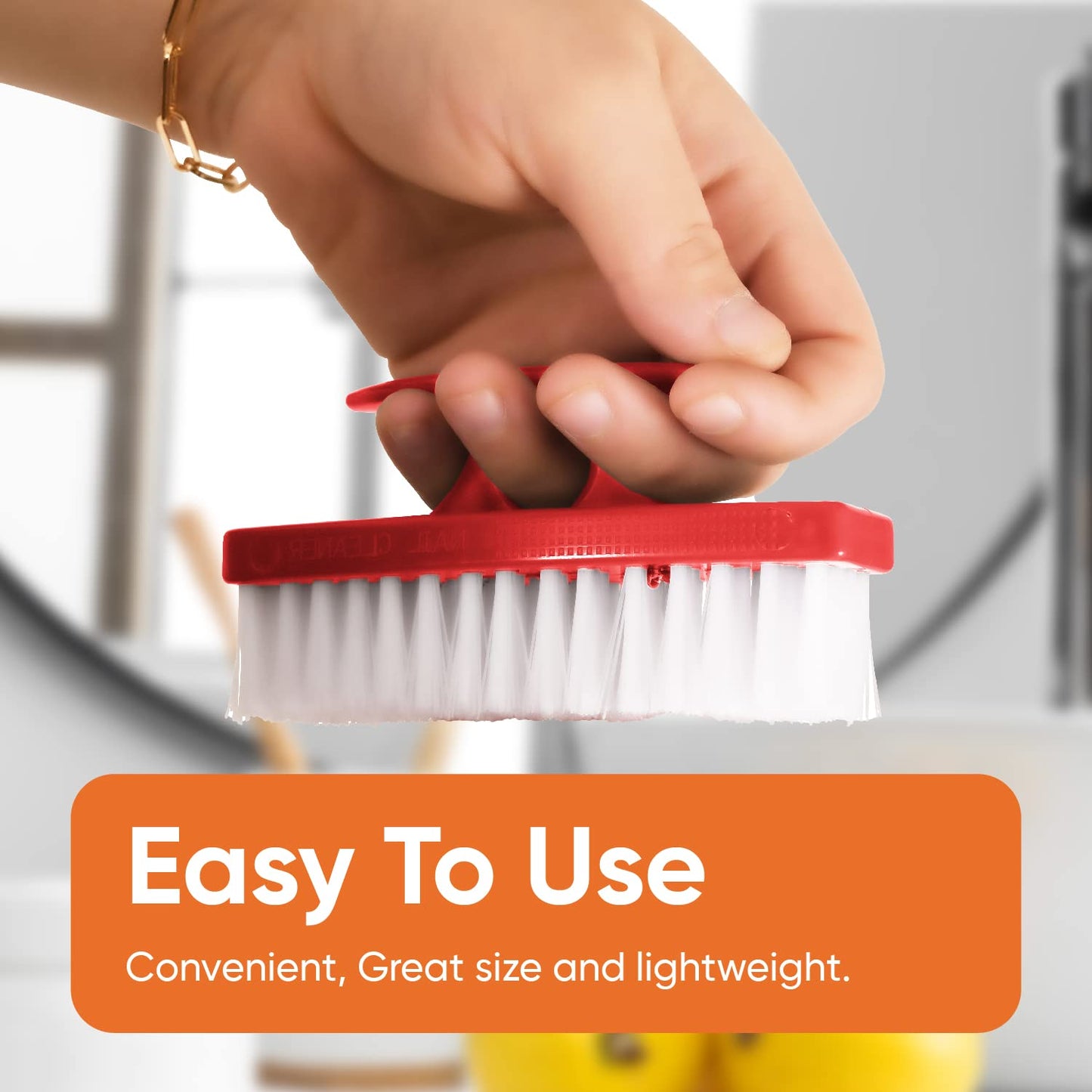 Superio Nail Brush Set (6 Pack) Cleaner with Handle, Durable Brush Scrubber to Clean Toes, Fingernails, Hand Scrubber All Surface Cleaning, Heavy Duty Scrub Brush Stiff Bristles (Red- White- Blue)