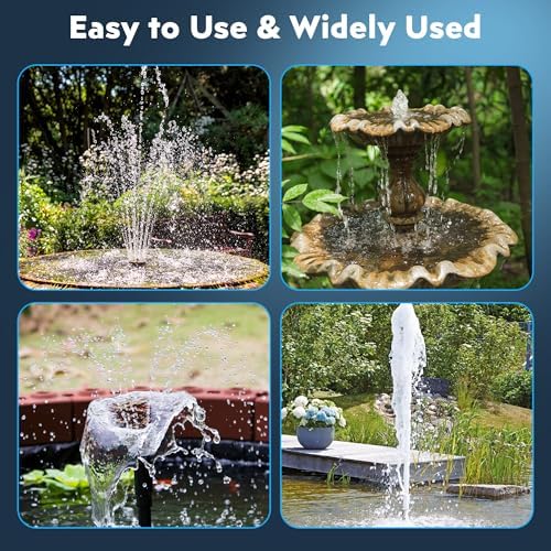 Biling Solar Pond Filter Fountain with Battery Backup 8W Solar Fountain Pump with 3600mAh Battery Filter Clean for Small Pond Water Feature Waterfall, Work Stable in Daytime