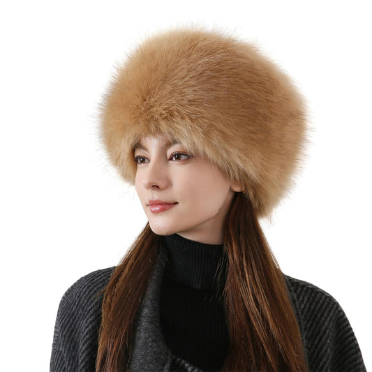 Dikoaina Faux Fur Cossack Russian Style Hat for Ladies Winter Hats for Women Khaki
