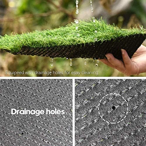 Petgrow Deluxe Realistic Artificial Grass Turf 3.3FTX5FT, 70 oz Face Weight /Drainage Holes / Rubber Backing, Indoor Outdoor Pet Faux Synthetic Grass Astro Rug Carpet for Garden Backyard Patio Balcony