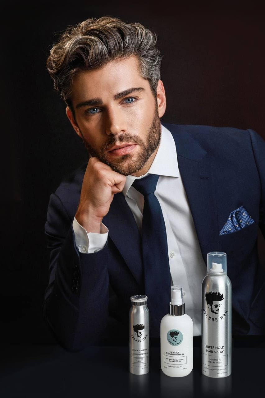 Avenue Man Sea Salt Spray for Men - Texturizing & Thickening Sea Salt Hair Spray for Men with Kelp and Brown Seaweed Extract - Paraben, Sulfate-Free - Add Volume and Texture Beach Hair Spray 6.76 Oz