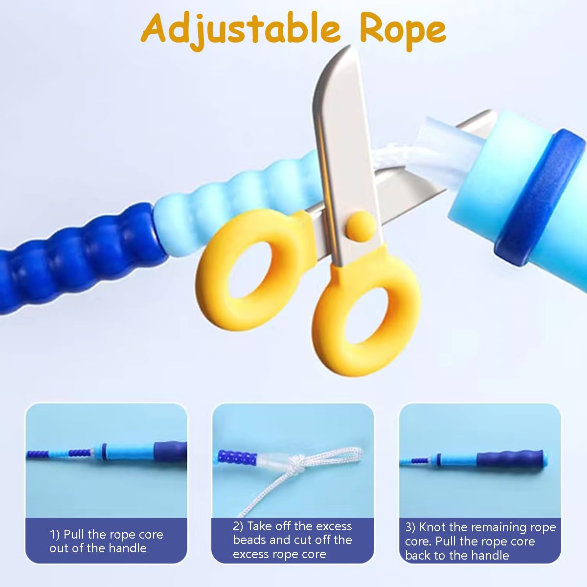 TYSISKNO 3 Pack Jump Rope for Kids Girls and Boys, Soft Beaded Jump Ropes, Adjustable Skipping Rope, Workout and Weight Loss,9.2Ft(Blue&Green&Purple)