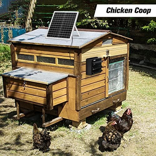 Solar Powered Exhaust Fan, 20W Solar Panel +10" Shutter Ventilation Vent Fan for Outside Greenhouse, Chicken Coop, Shed, Pet House