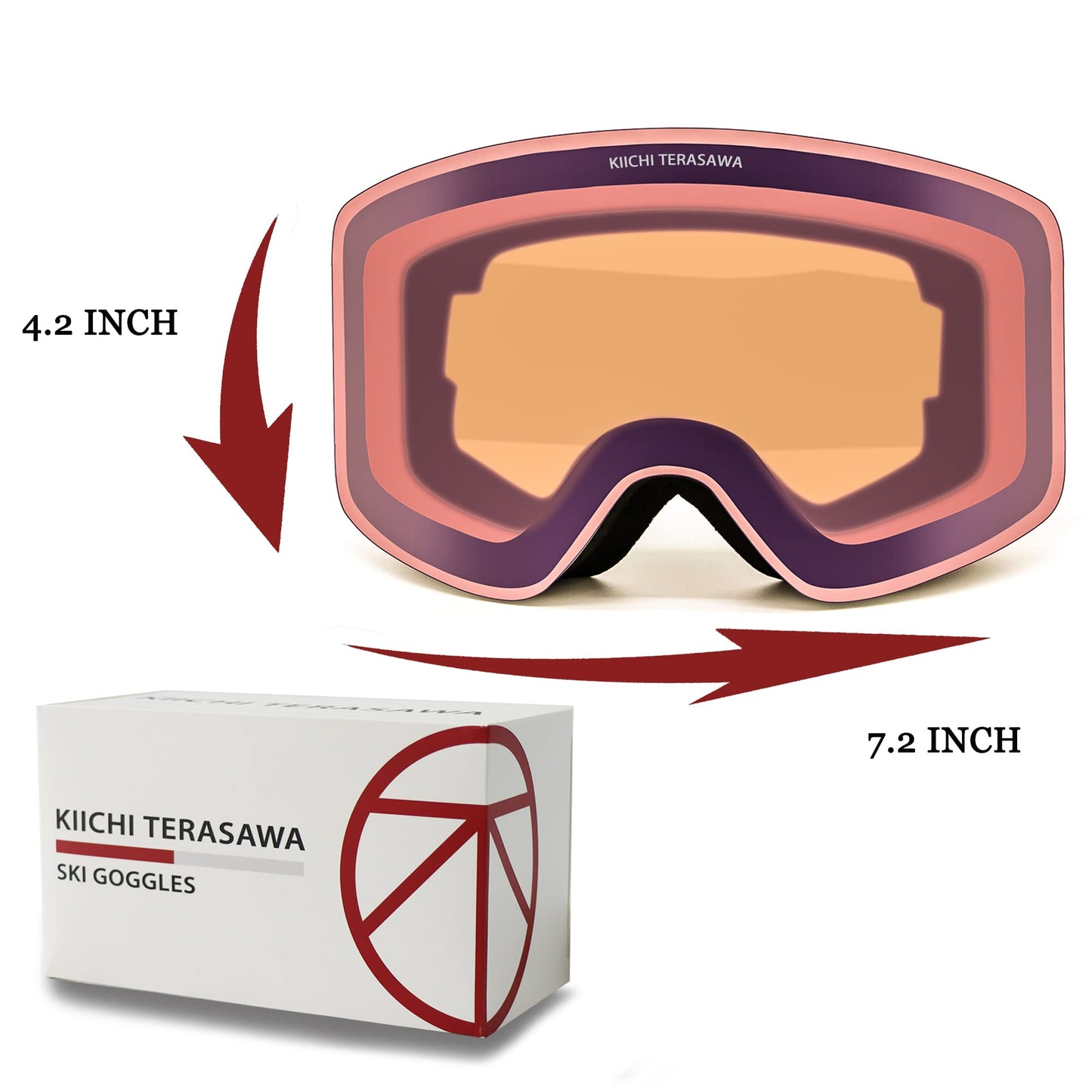 KIICHI TERASAWA Ski Snow Goggles Anti Fog Snowboard Snowmobile Skiing Skating Sport Protective Goggles for Men and Women