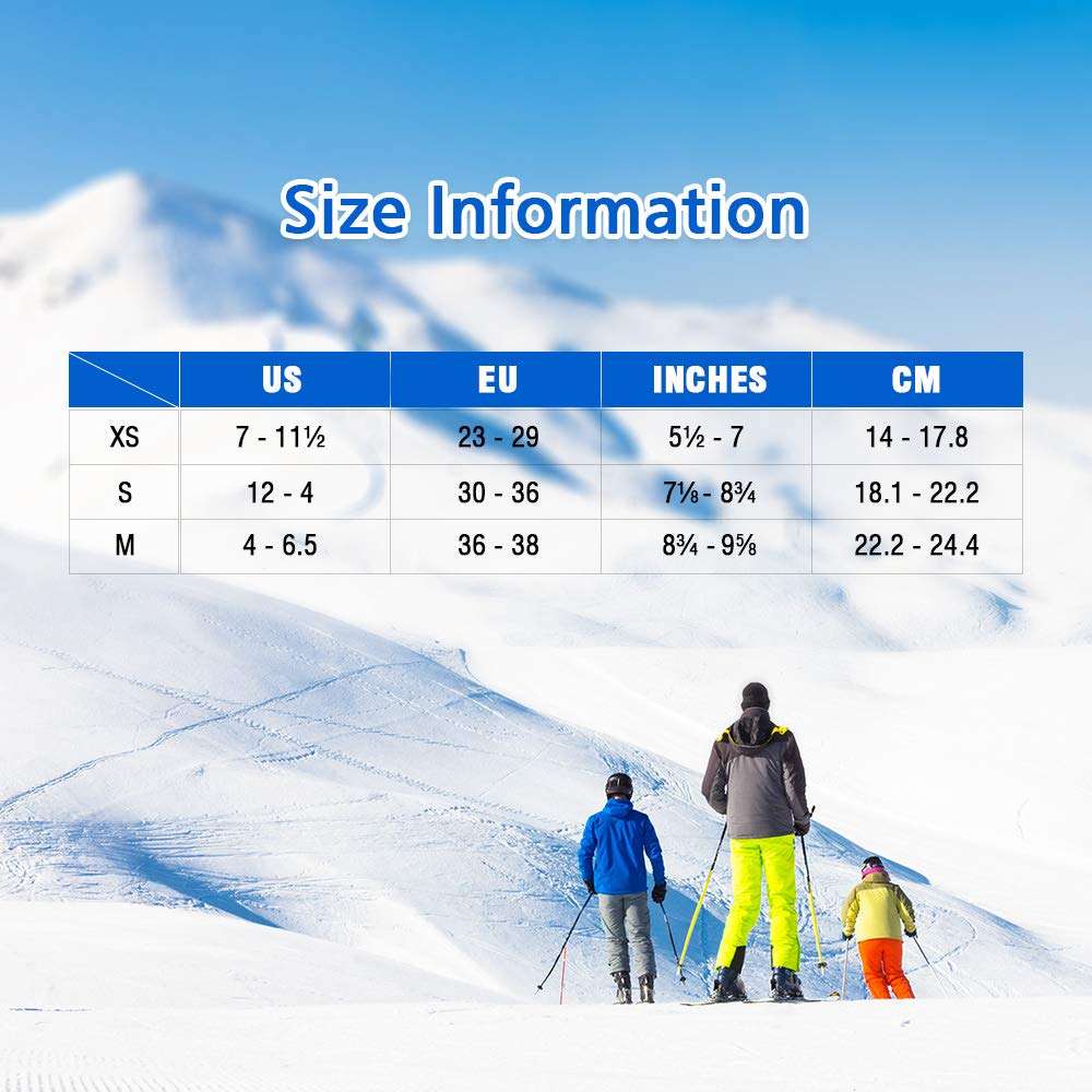 FanNicoo 2 Pack Kids Ski Socks OTC Warm Soft Non-Slip Cuff Winter Skiing Outdoor for Girls Boys(Gray+Orange), Small