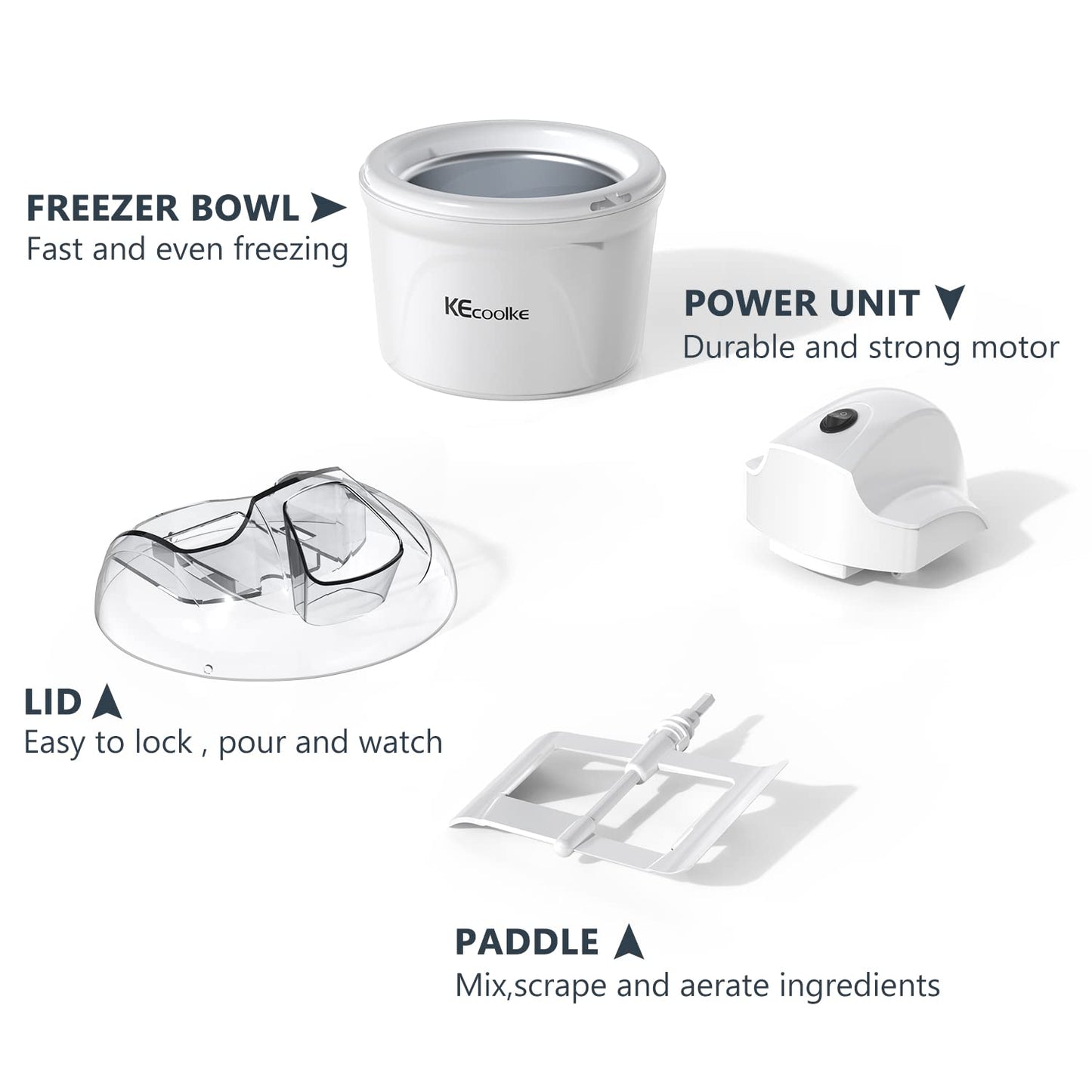KECOOLKE Ice Cream Maker, Teacher Appreciation Gifts Electric Ice Cream Machine Soft Serve Homemade 1.5 Quart Frozen Yogurt, Sorbet, Gelato