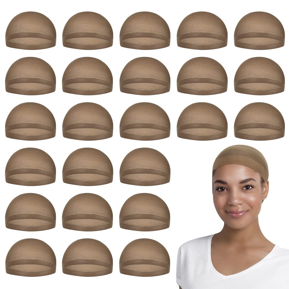 MYKURS Stocking Wig Cap For Women, Wig Cap for Lace Front Wig, Brown 24 PCS