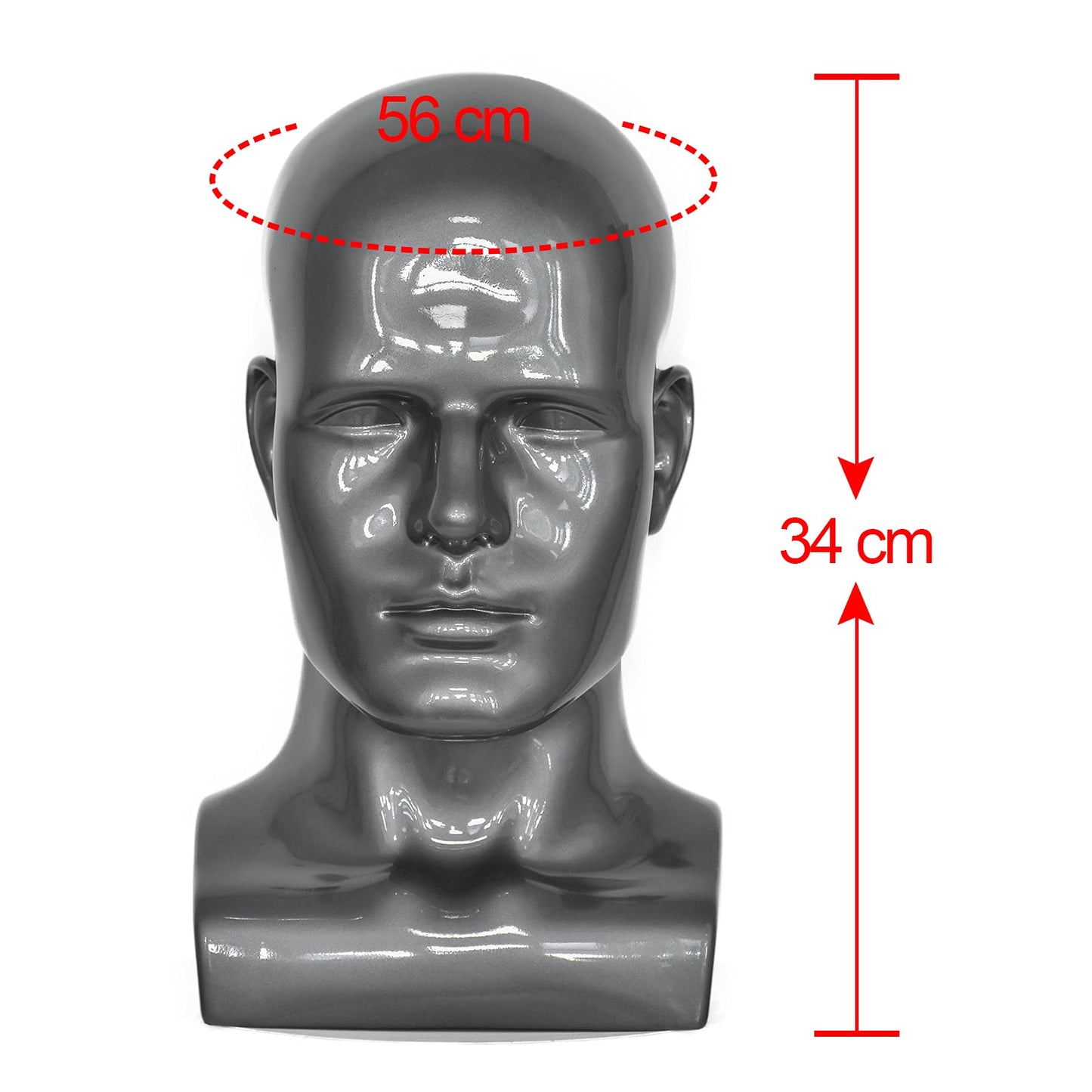 FanLin Male Mannequin Head Professional Manikin Head for Display Wigs Hats Headphone Mask Sunglasses Jewelry and Scravat Display Stand (Light grey)