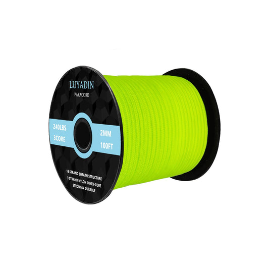 LUYADIN Paracord 240lb - Diameter 2mm Micro Utility Cord -3 Strand Parachute Spool Cord - 100ft 200ft,Paracord for Camping,Hiking,Fishing,Outdoor and DIY