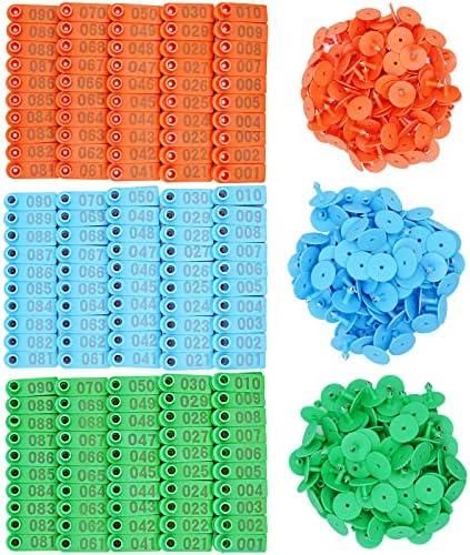 PAULOZYN 300PCS Livestock Ear Tags TPU for Goat Animal Cattle Sheep Pig Dog Deer Farm, with 1PCS Ear Tag Applicator 1PCS Ear Tags Remove Plier, 001-100 Number