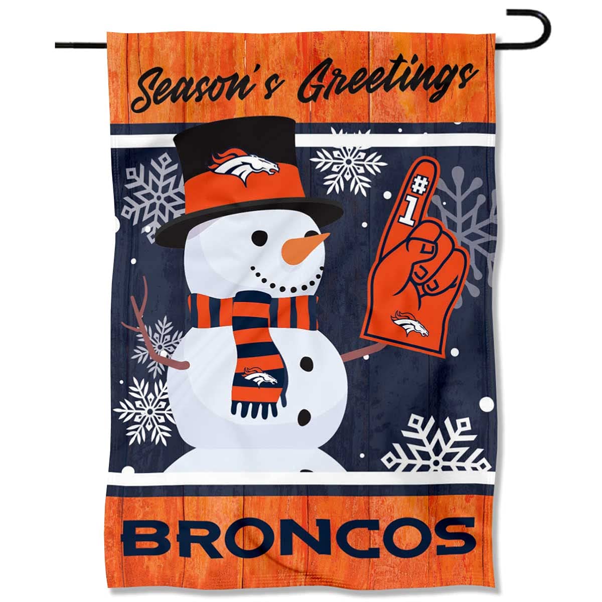 Denver Broncos Holiday Winter Snow Garden Flag Double Sided Banner