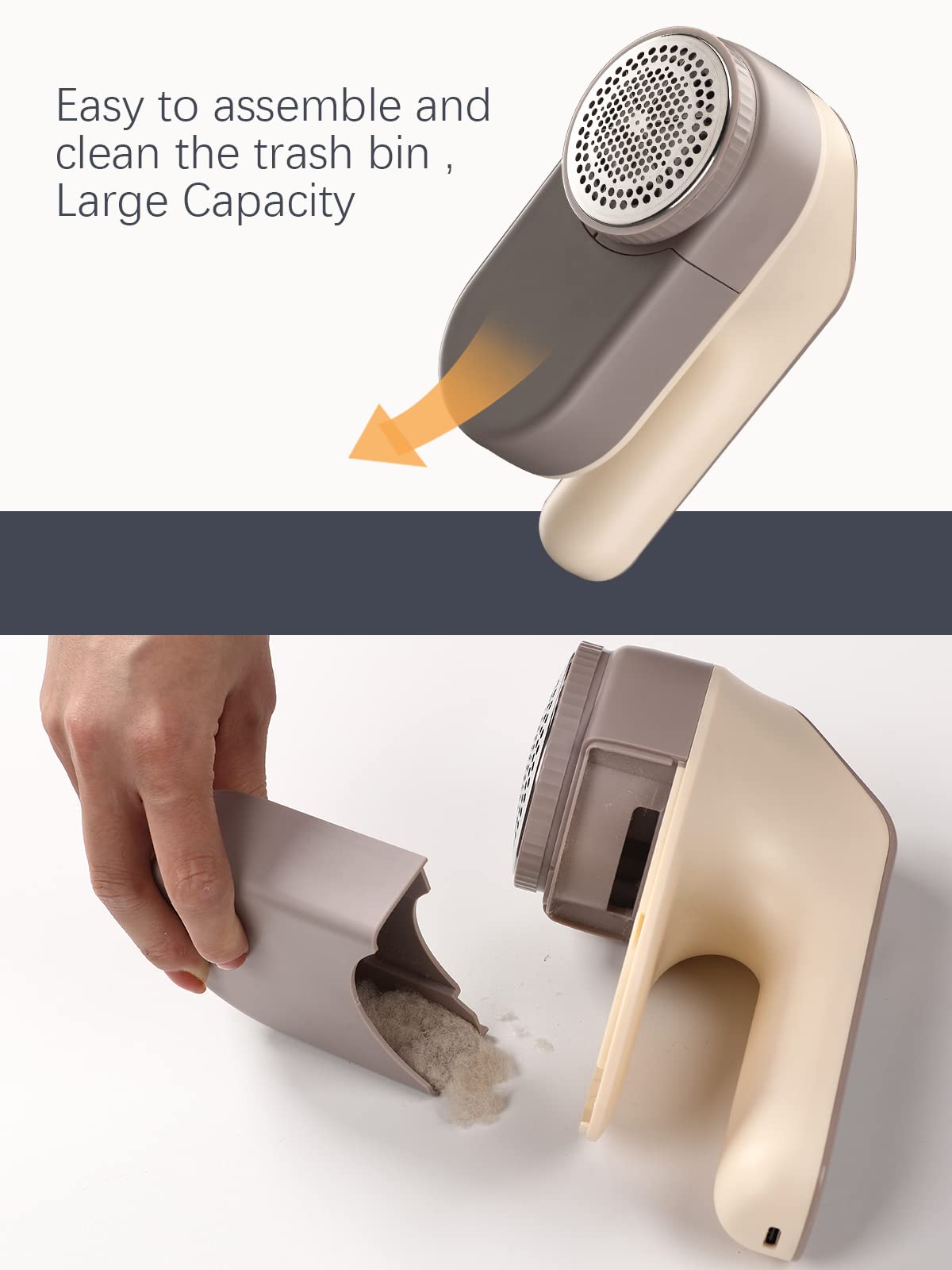 Electric Fabric Shaver, Homeleader Rechargeable Lint Remover, Led Digital Display Sweater Shaver with 3-Speeds and 6-Leaf Blades, Fabric Pill Remover for Clothes, Couch and Furniture, Champagne.