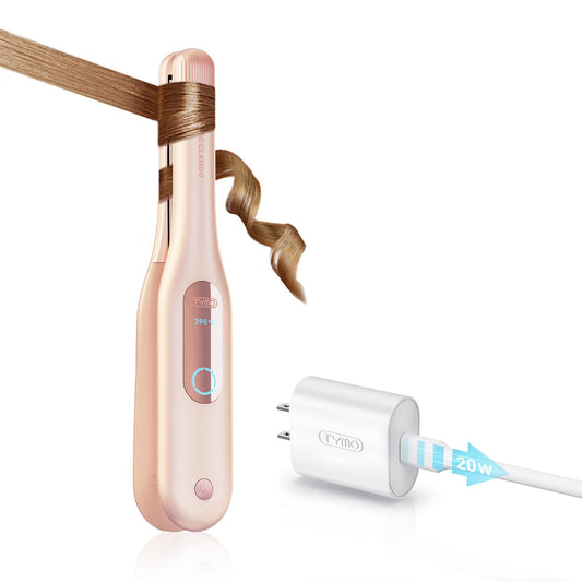 TYMO Curling Iron for Short Hair - Cordless Mini Flat Iron for Travel, Portable Small Curved Straightener for Women, Hair Straightener and Curler 2 in 1, Lightweight On-The-Go, Dual Voltage, Gold Pink