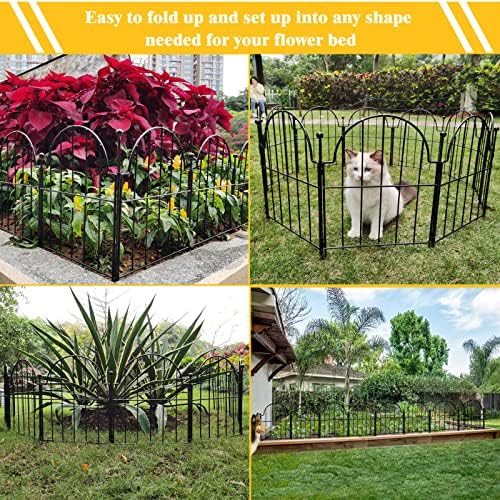 Garden Fence, 22 in(H) x 27.5 ft(L) Arched Rustproof Metal No Dig Fence Garden Fence Border,Ground Stake Animal Barrier Fence for Rabbit Dog, Outdoor Landscape Decor for Yard & Patio,25 Pack