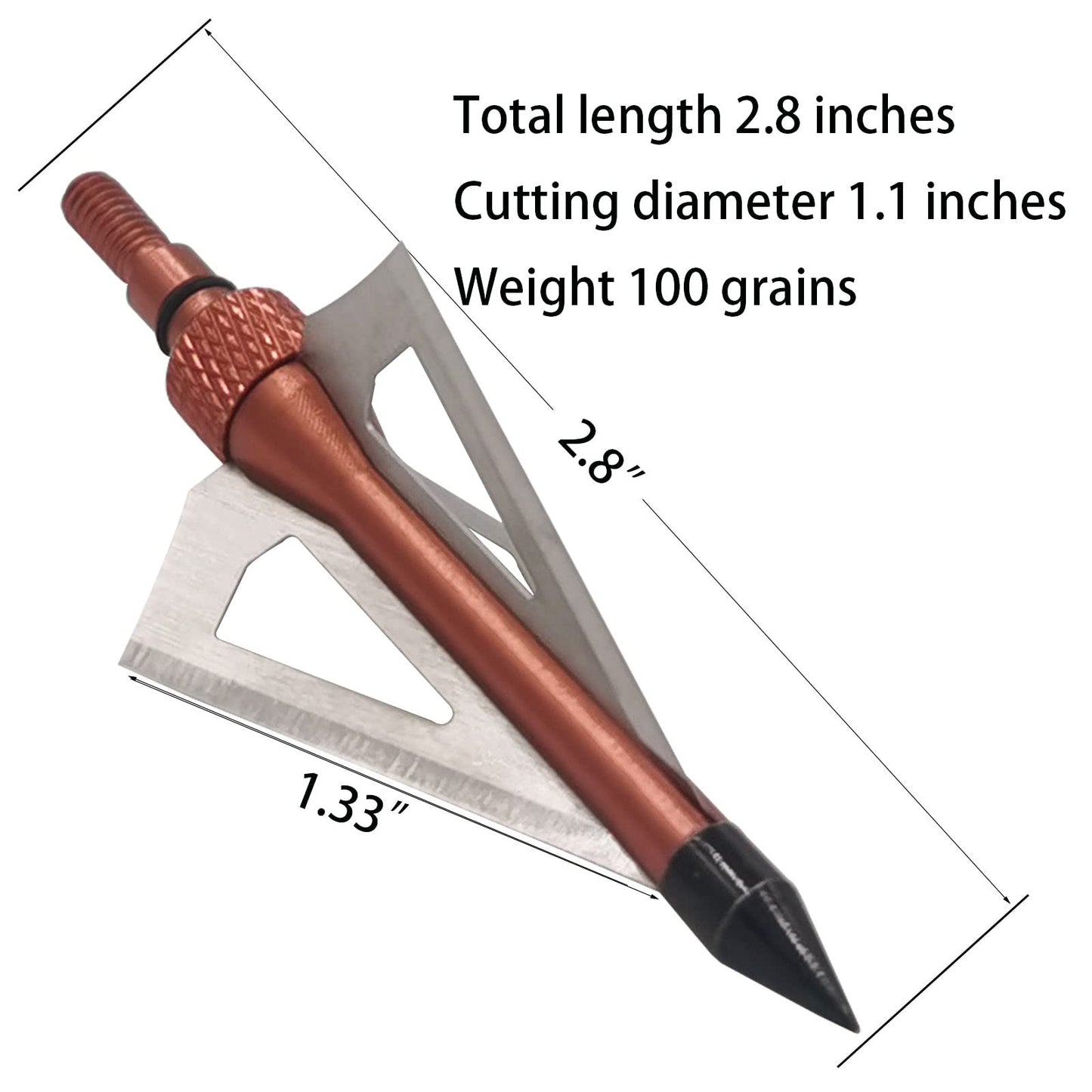 LeeMui Hunting Broadheads 12PK 100 Grains Screw-in Arrow Archery 3 Blades Hunting Heads Arrow Tips Compatible with Crossbow and Compound Bow + 1 PK Broadhead Storage Case (Brown)