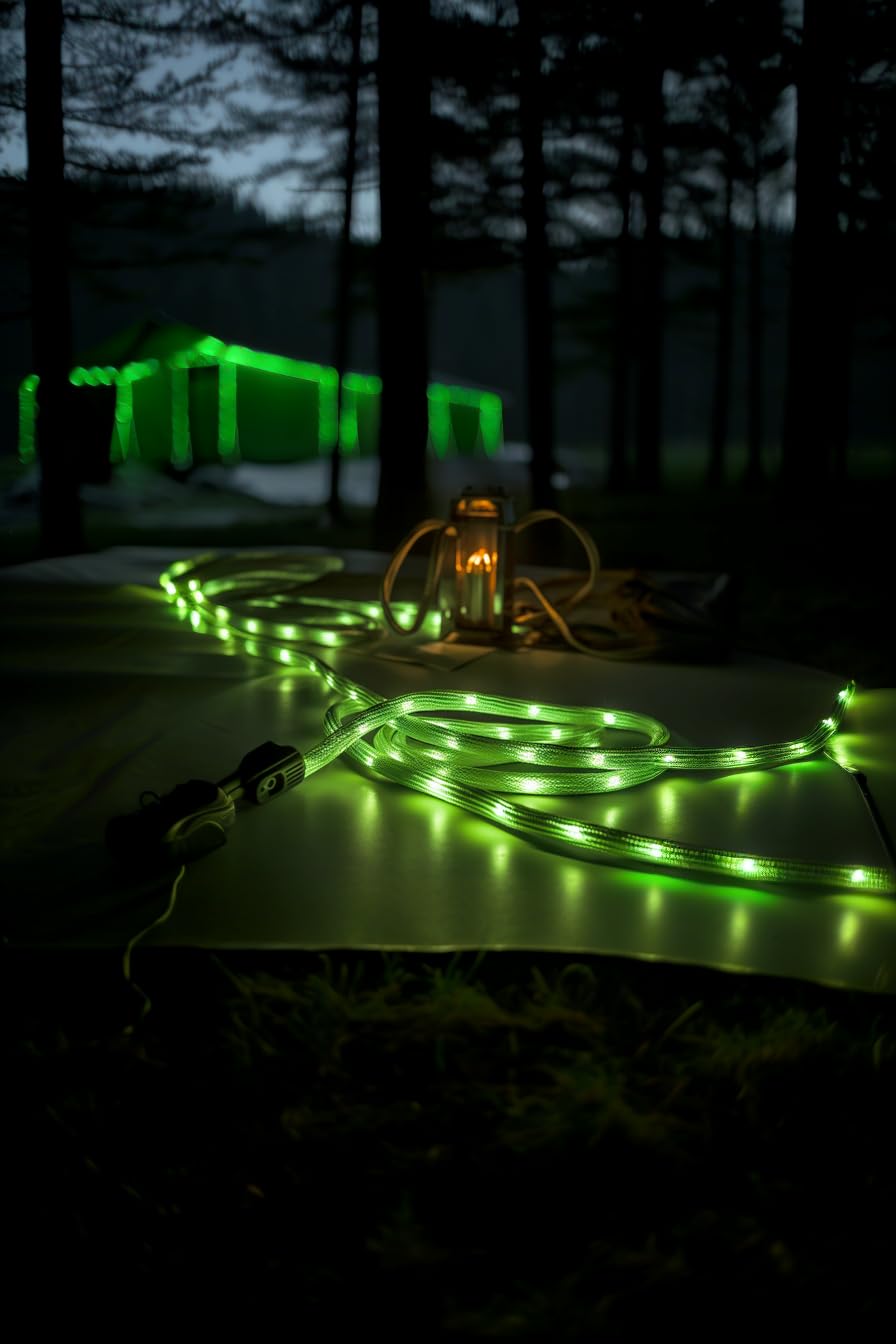 P auke'réi Luminous Paracord Light, Camping Rope Light, Tent Wind Rope Light, Warning Light, Waterproof Marine Rope, Nylon Rope, Outdoor LED Rope Light, Φ6mm, L16.4ft / 5m (Yellow, 1 pc)