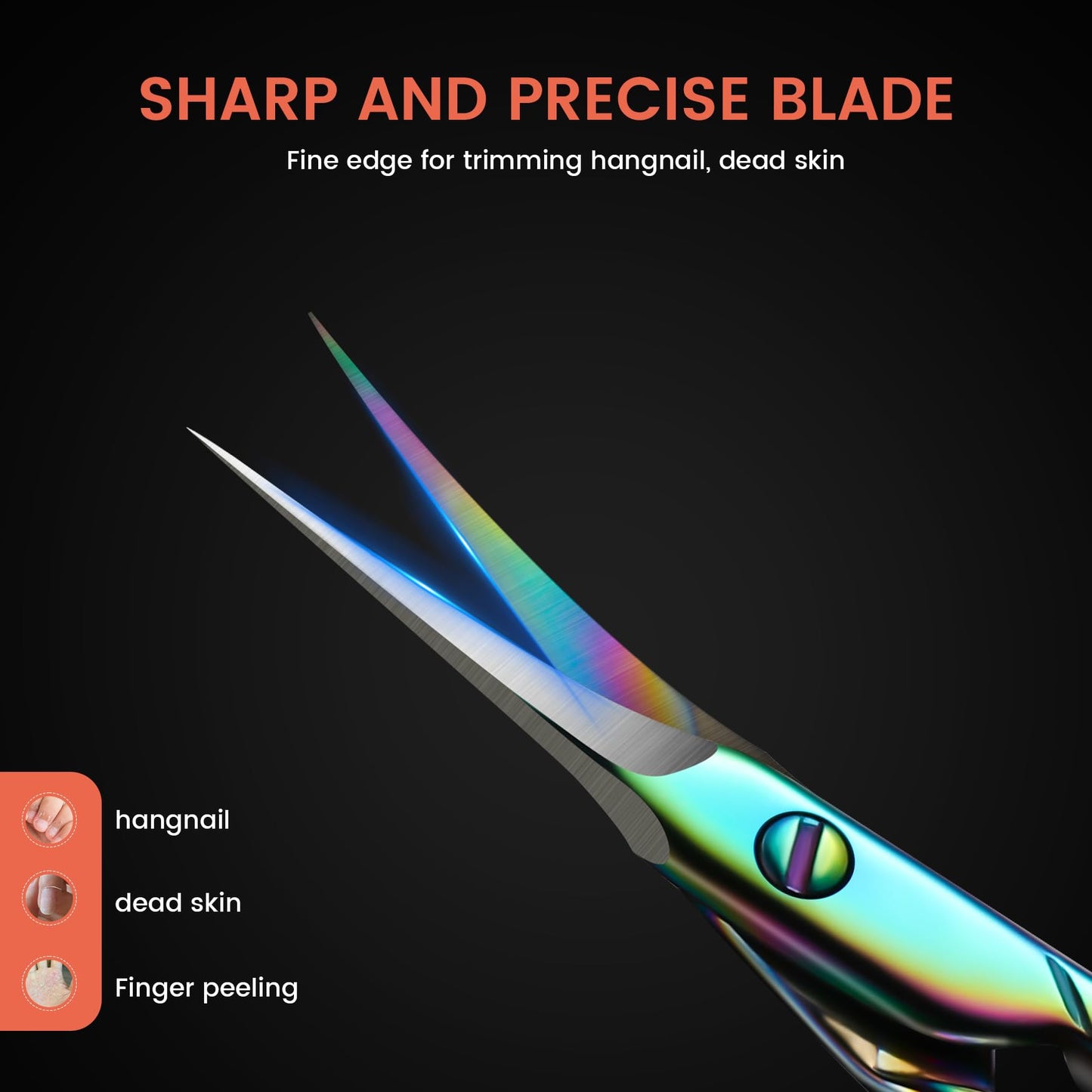 BEZOX Curved Cuticle Scissors - Precision Manicure Scissor Nail Cuticle Trimmer, Professional Stainless Steel Nail Scissors for Cuticle Care, Cuticle Cutter Small Scissors for Women - Rainbow