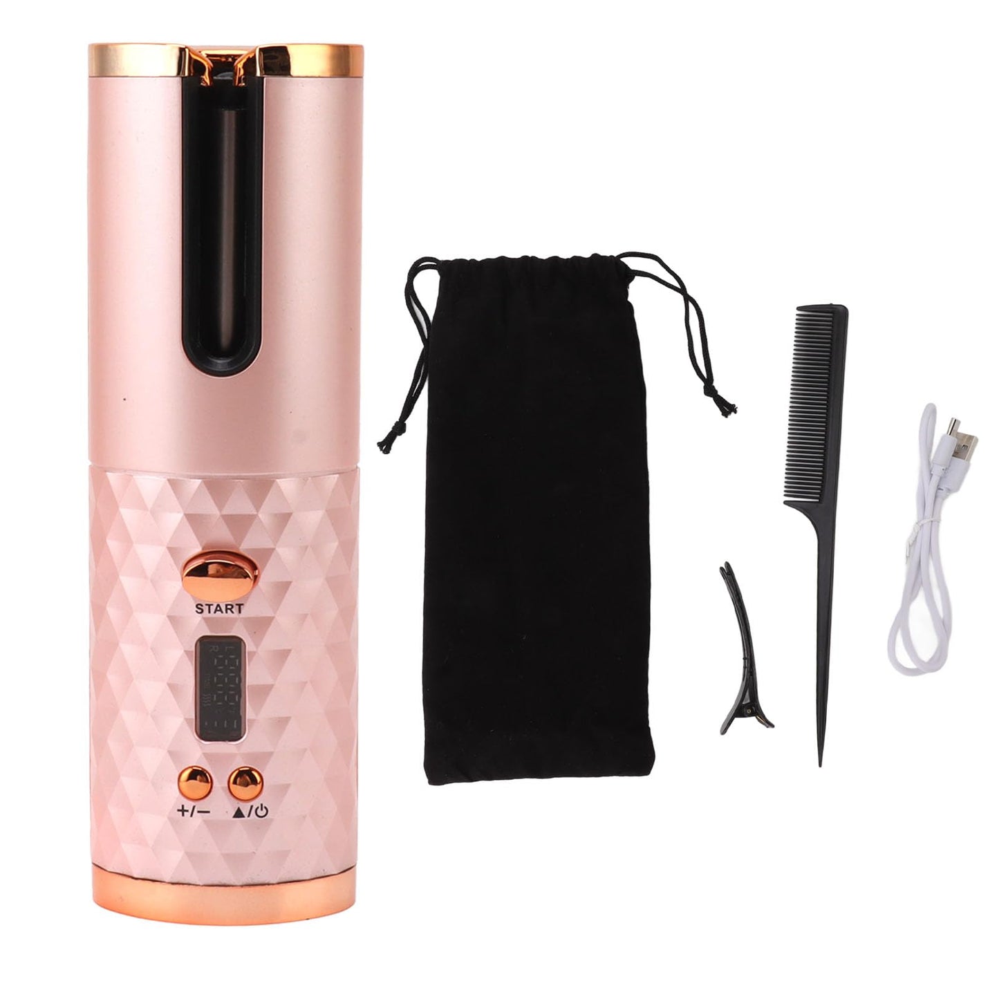KIMISS Cordless Automatic Hair Curler for Women, Fast Heating USB Rechargeable Curling Wand with Digital Display, Portable Spin Curler for Styling, Travel-Friendly