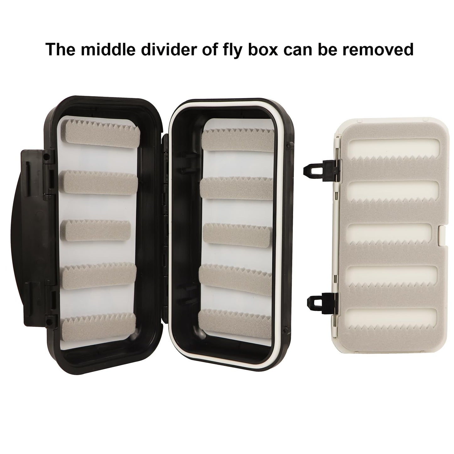 KEESHINE Fly Fishing Box Multi sided Fly Box with Removable Swing Leaf Center (Black, Small)