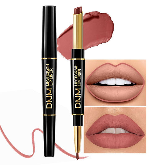 HHLTOH 2-in-1 Antique Rose Lip Liner & Lipstick Set Kit for Women, DNM Matte Lips Kit with Lip Liner Lip Stains Long Lasting Waterproof 24 Hour Lipstick and Lip Liners Combo Lipliners Pencil Set 04