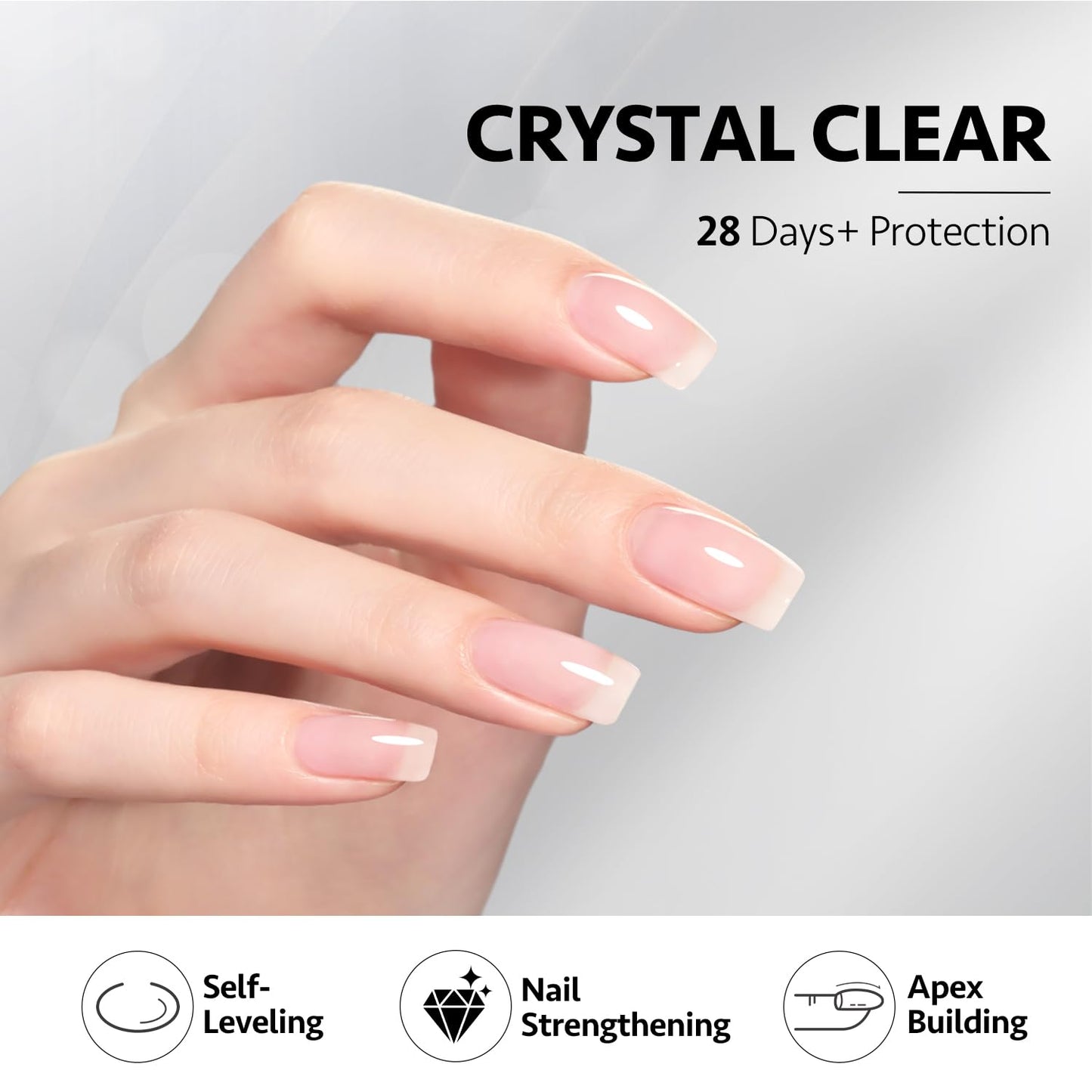 GAOY 2 Pcs 16ml Clear Builder Gel for Nails, Nail Strengthener in a Bottle, Nail Extension Hard Gel, Soak Off Long Lasting UV Gel, Base Coat Top Coat Needed