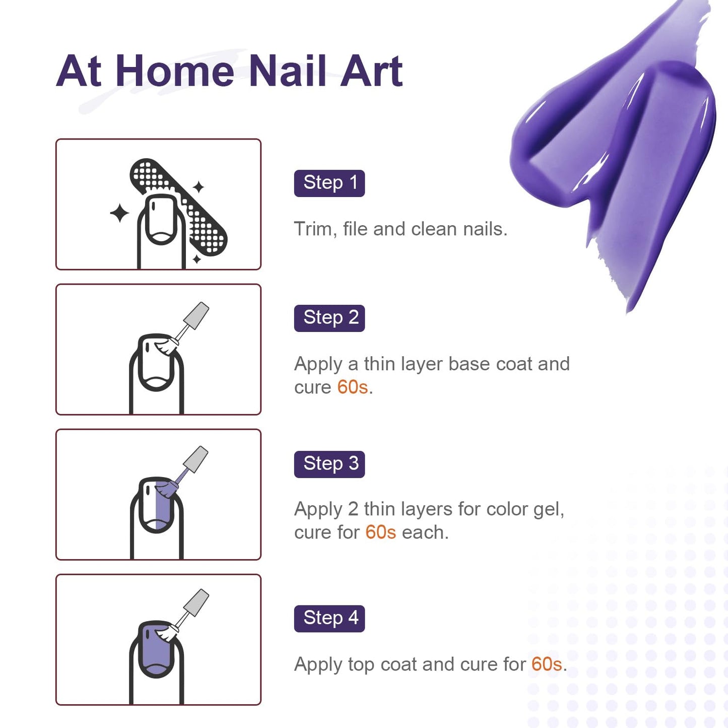 JODSONE 10ml Purple Gel Nail Polish Dark Purple Gel Polish Lavender Purple High Gloss Soak Off U V Nail Manicure Salon DIY at Home