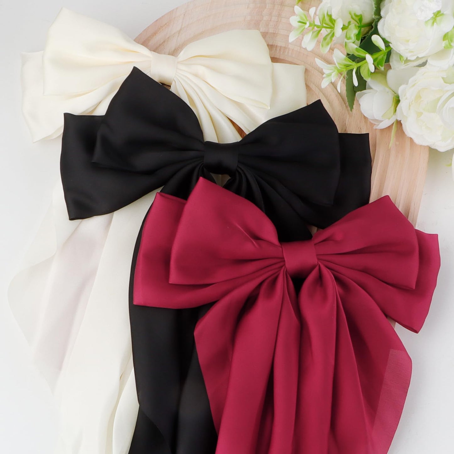 Canitor Hair Bows for Women Silky Satin Hair Ribbon Hair Barrettes Clip Oversized Long Tail Hair Bows Cute Aesthetic Coquette Hair Accessories Preppy Teen Girl Gifts Trendy Stuff Things