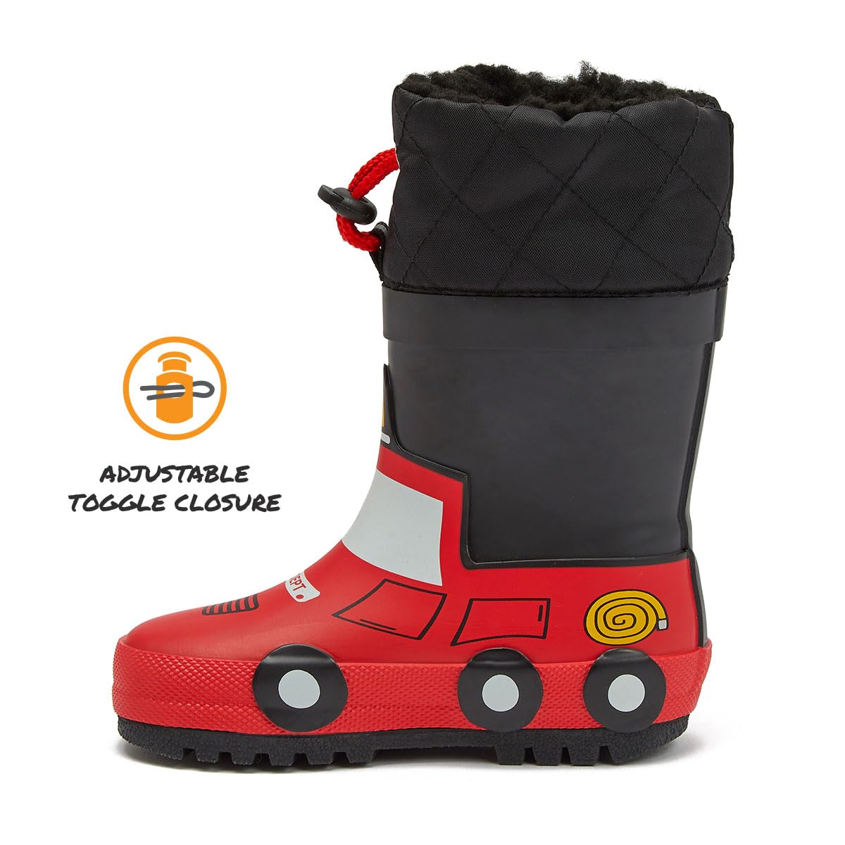 LONDON FOG Toby Toddler Waterproof Snow Boots Kids Rain Boots - Sherpa Lined Winter Warm Boots for Boys and Girls - Black, 5 Toddler