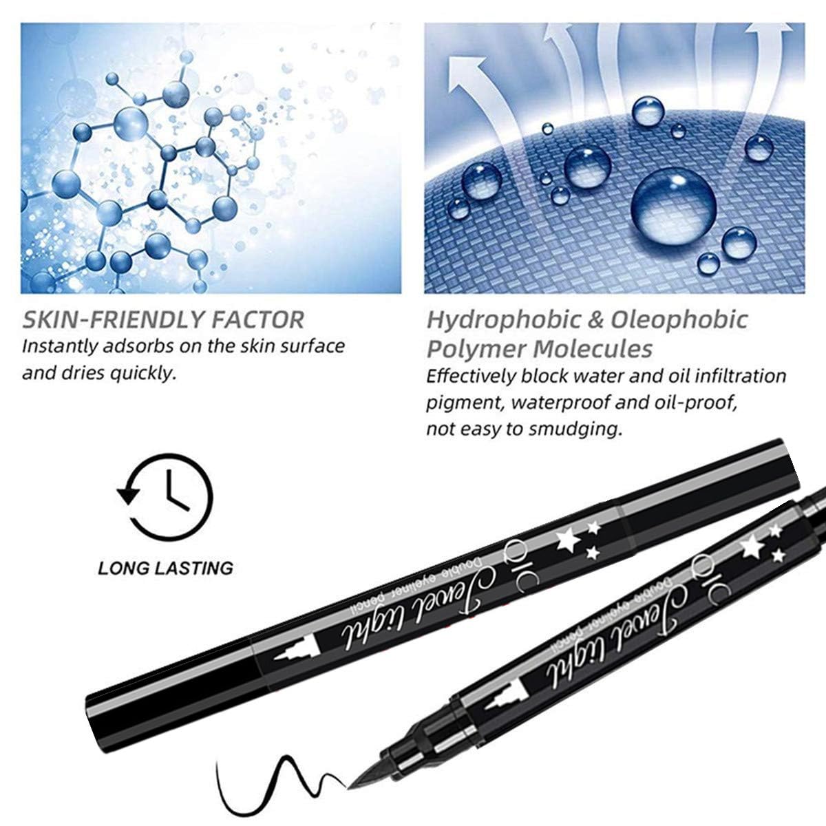 Go Ho 2PCS Waterproof Eyeliner Stamps,Red and Black Star Stamp Eye Liner,Double-side Long-lasting Liquid Eyeliner,Eye Face Tattoo Tools with Black&Red Star-shaped Fun Makeup