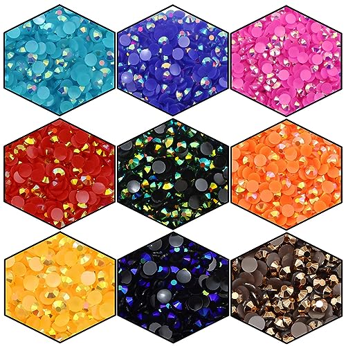 4500 Pcs SS12 3mm AB Flatback Rhinestones for Nails Art Crafts Glitter Round Shine Gems Crystals DIY Clothes Shoes (Orange Yellow AB)