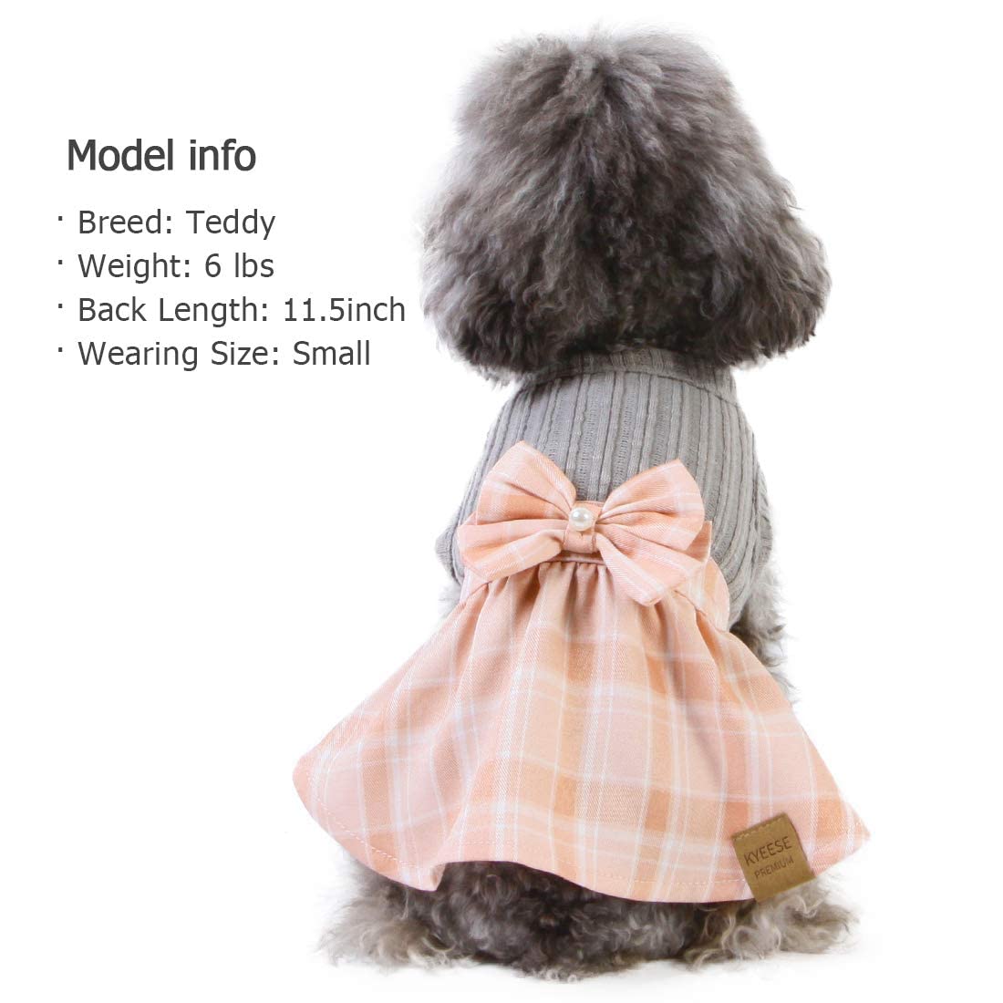 KYEESE Dog Dress Plaid with Bowtie Small Dog Sweater Dress for Fall Winter Vest Shirt