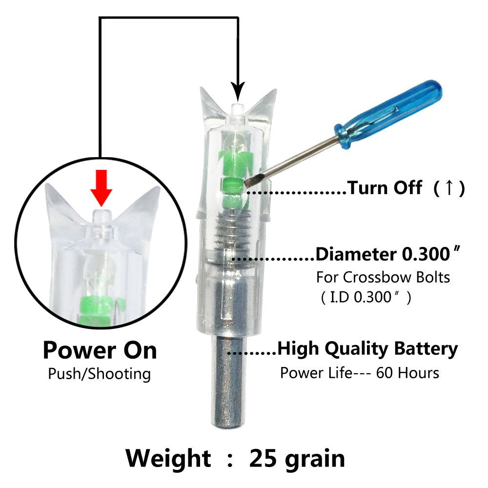 6PCS Lighted Nocks for Crossbow with .300/7.62mm Inside Diameter Led Nocks Arrow nocks for Archery Hunting