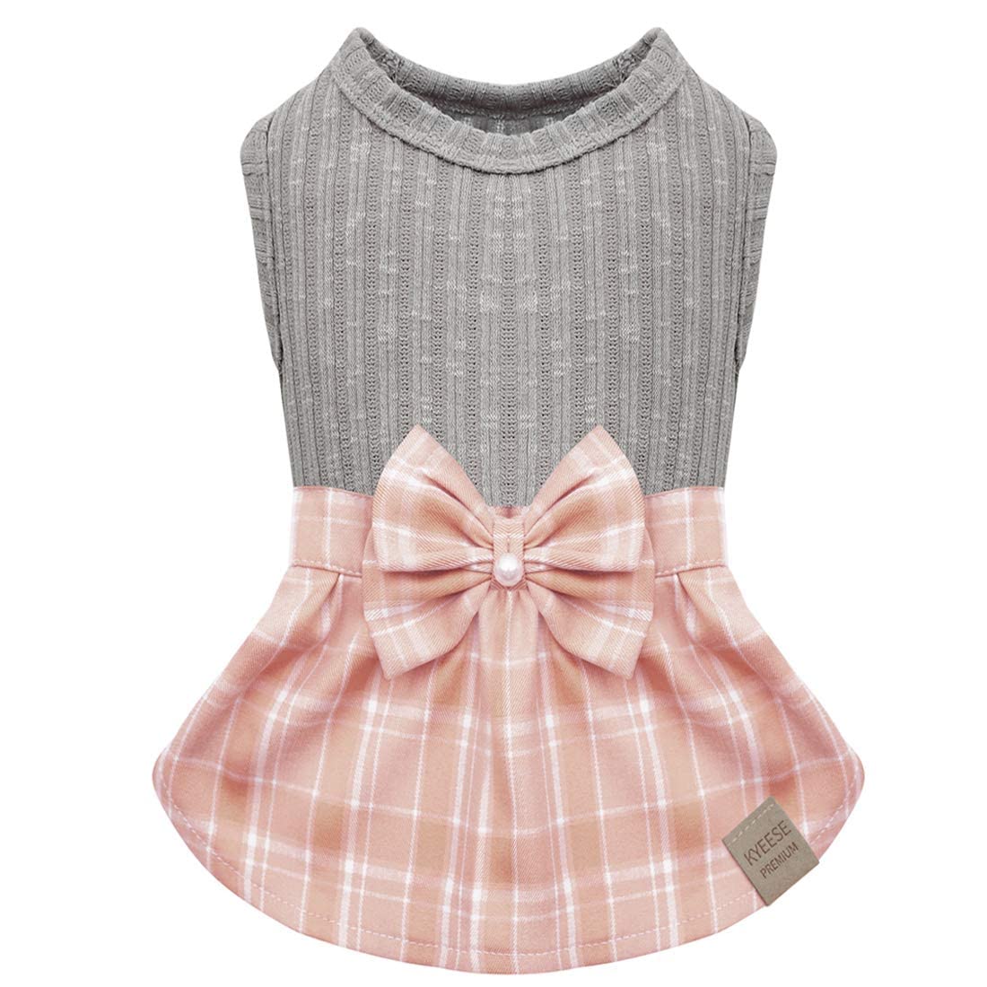 KYEESE Dog Dress Plaid with Bowtie Small Dog Sweater Dress for Fall Winter Vest Shirt