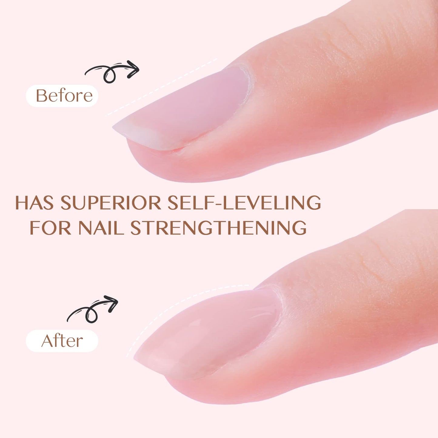 Saviland Builder Gels Nail Kit - 60g Nude Pink Nail Extension Gel Set Nail Strengthen Hard Gel Nail Art Manicure Set with 10pcs Acrylic Nail Brush & 100pcs Nail Forms for Beginners