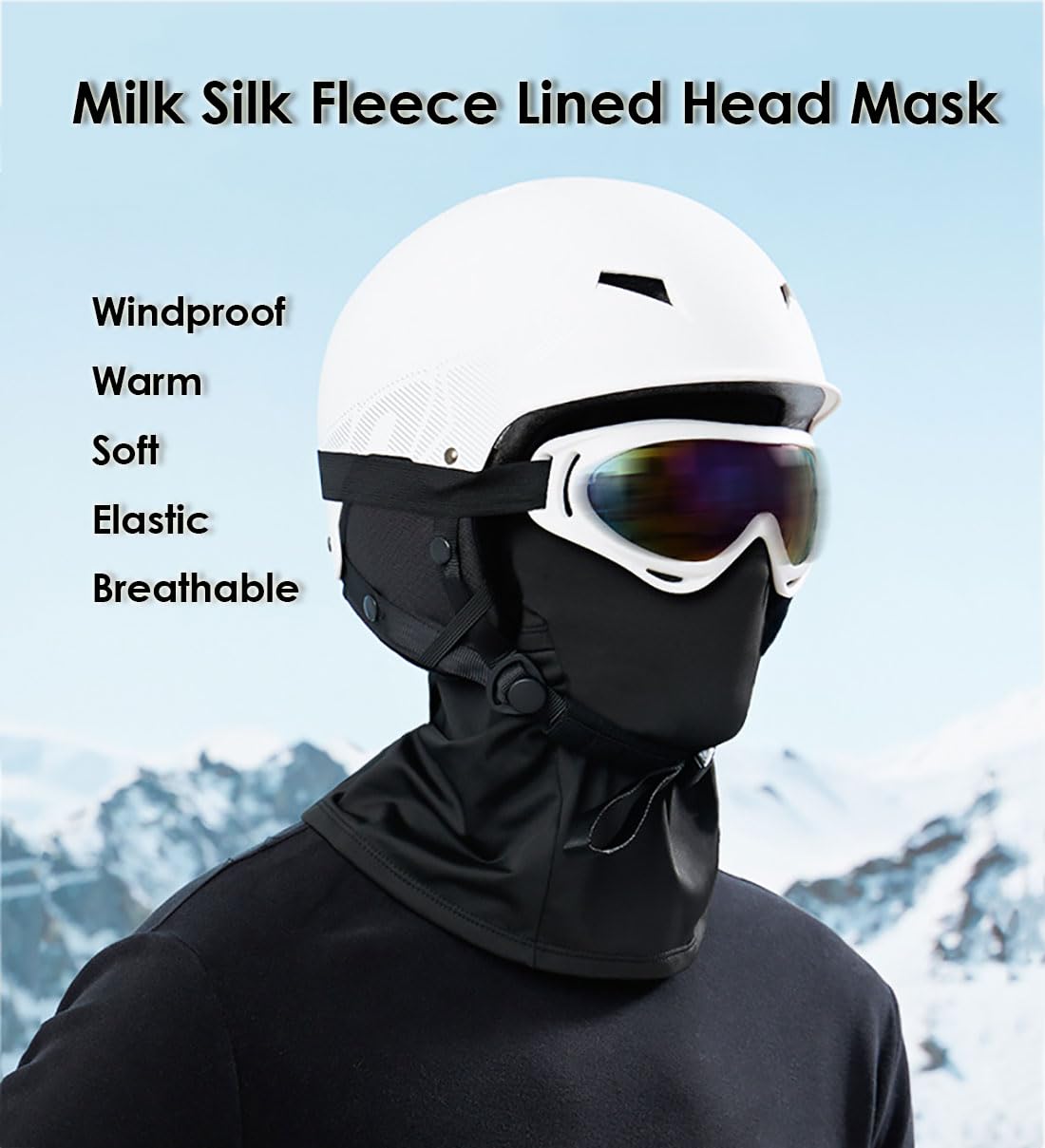 AILONSHAWN Black Winter Ski Mask for Men Women Fleece Lined Balaclava Face Mask Warm Shiesty Mask Head Mask Cold Weather Motorcycle Helmet