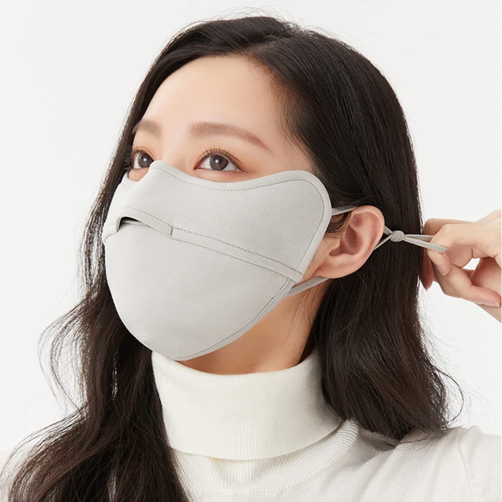 Winter Mask Nose Opened Breathable Balaclava Outdoor Protect Face Cover Reusable Warm Facemask for Skiing Running WNN3T159 (Beige)