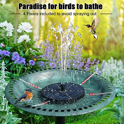 Solar Bird Bath Fountains Upgraded, 4W Solar Powered Water Fountain Pump with 4000 Battery, 7 Nozzles & 4 Fixers, Colorful LED Lights for Garden, Pond, Swimming Pool, Fish Tank, and Outdoor