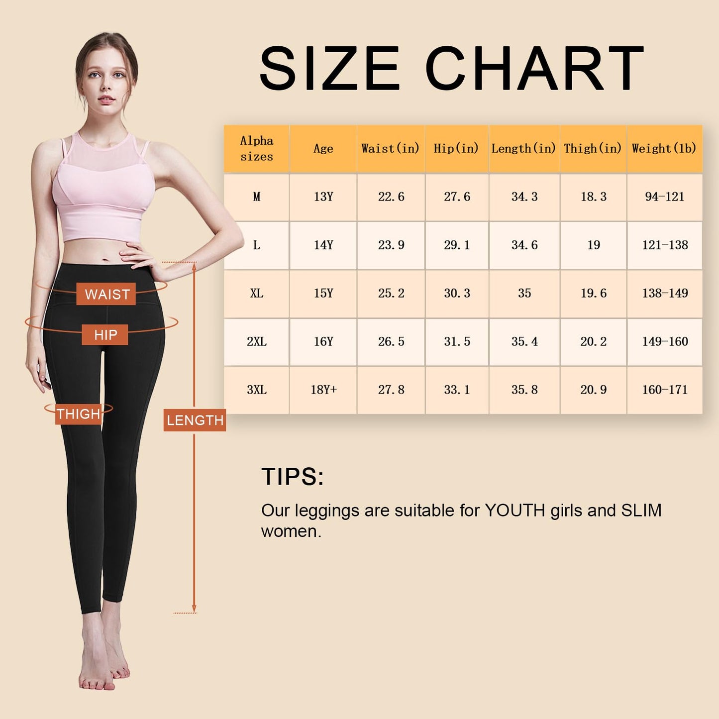 Kairela Fleece Lined Leggings for Youth Girls and Slim Women High Waisted Winter Warm Athletic Yoga Pants Black