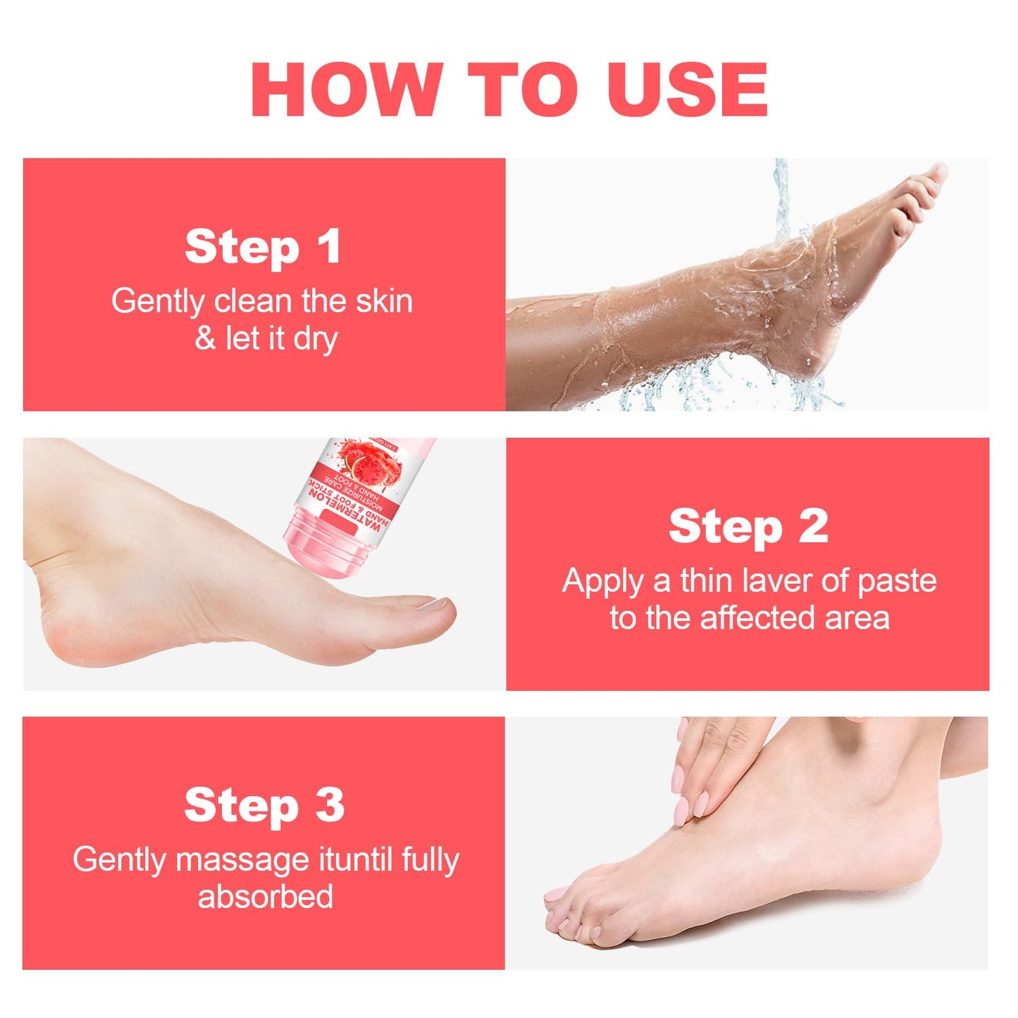60% Urea Cream Foot Hand Cream Stick for Cracked Hands Elbows Feet Knees, Repairing Restore Balm for Dry & Dead Skin, Hydrates & Nourish Foot Care for Women & Men, Watermelon Scent, 1.41 oz