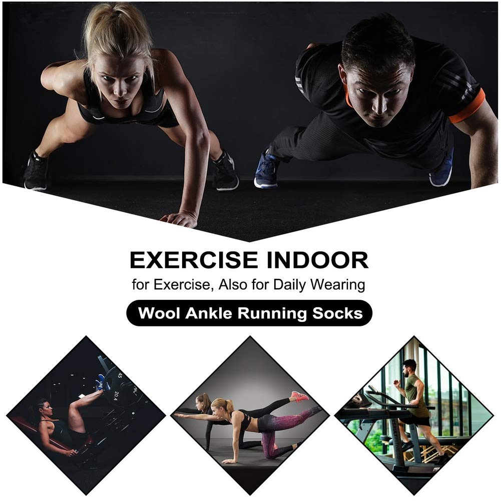Busy Socks Womens Wool Socks Winter Size 10-13, Mens Hiking Socks Athletic Running Ankle Thick Cushion Boot Socks, Black/White/Navy, Large, 3 Pairs