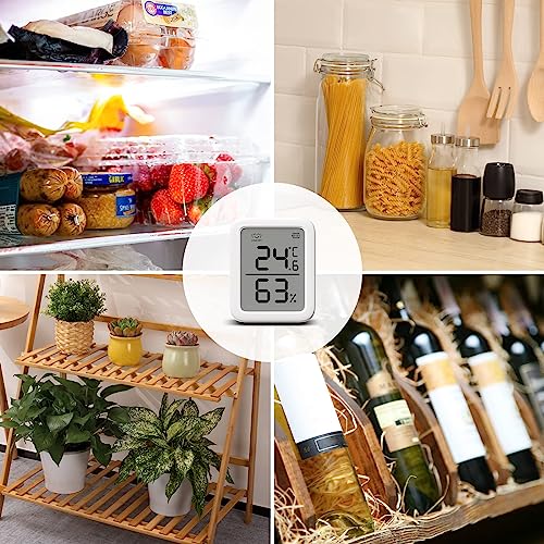 SwitchBot Thermometer Hygrometer, Bluetooth Indoor Humidity Meter for Home, Temperature Sensor with App Control, Large LCD Display, Notification Alerts, 2-Year Data Storage Export