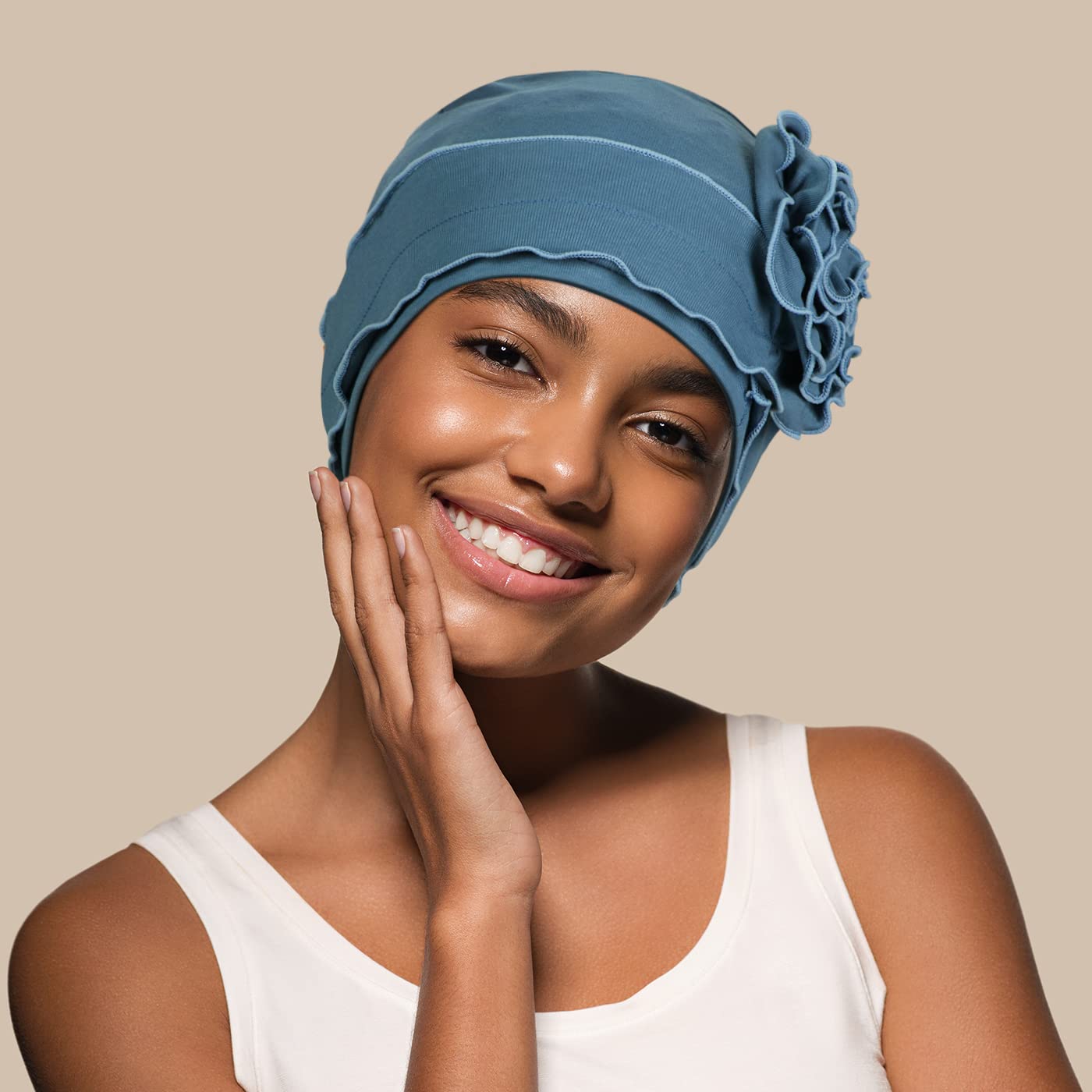 AIPESL 2 Pieces Cotton Chemo Turban Headwear, Soft Cancer Headwear Elastic Cancer Cap for Women with Hair Loss