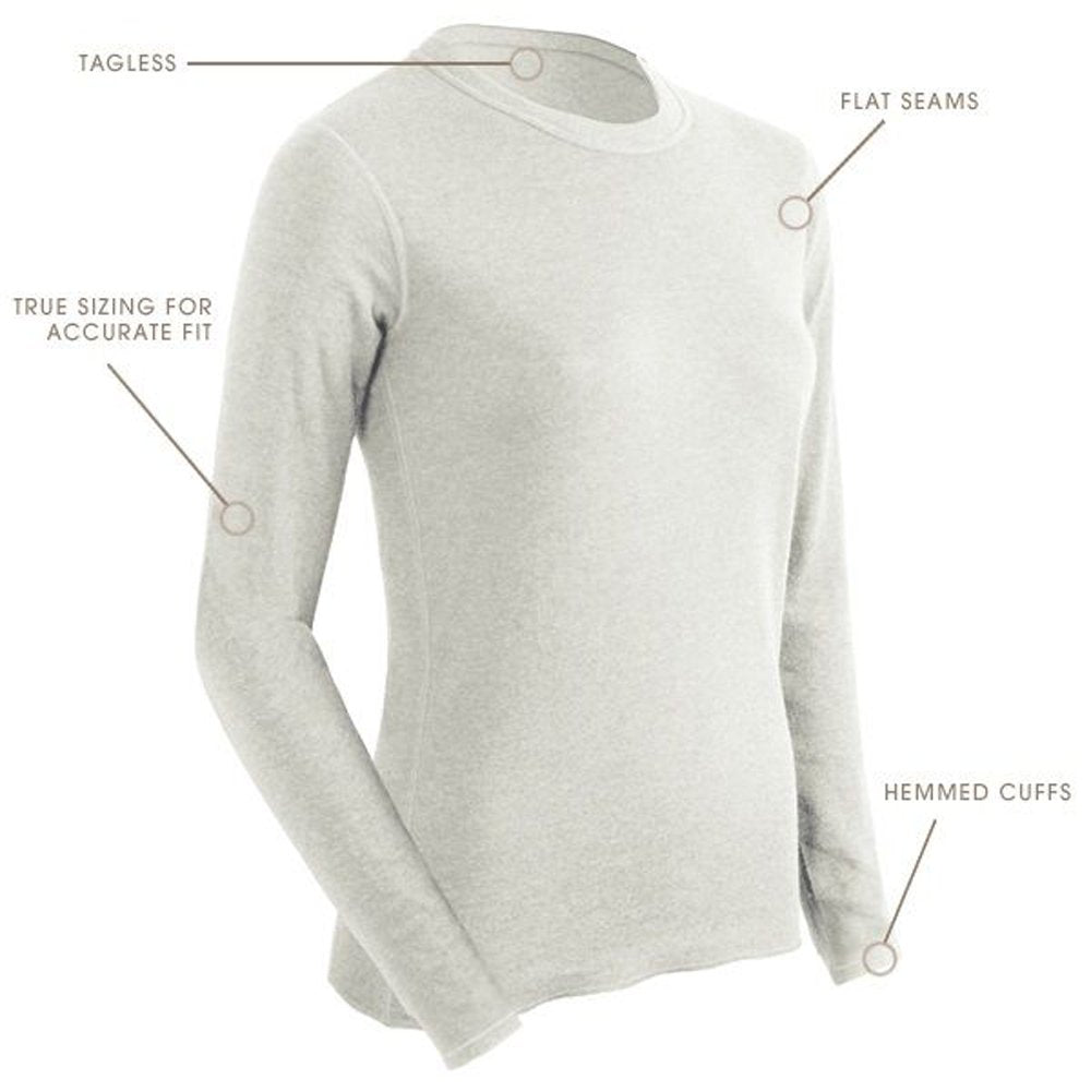 ColdPruf Women's Basic Active Wear Crew Top, Winter White, Large