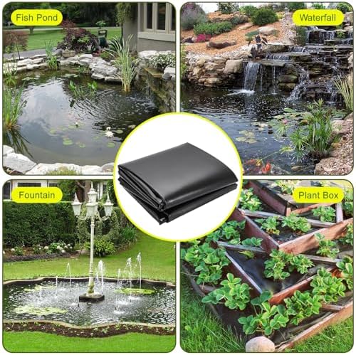 7 x 10 FT Pond Liner, 20 Mil Pond Liners for Outdoor Ponds, HDPE Pond Liner Easy Cutting Puncture Resistant, Pond Liners for Water Garden Fountain Waterfall, Koi Fish Aquaculture Pond