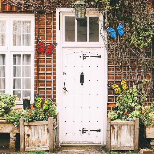 Metal Butterfly Wall Outdoor Decor, 4 Pack 9.8in Metal Butterflies Wall Art Sculpture Hanging Decorations for Backyard Patio Fence Garden Home, Gift for Mom Friend