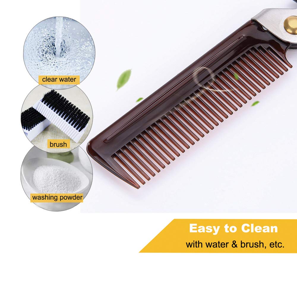 Stainless Steel Folding Comb, Pocket Comb for Men and Women, Silver