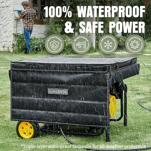 Generator Covers While Running, 100% Waterproof Heavy Duty Tarps Generator Tent, Portable Outdoor Generator Enclosure for Most 4000w~13000w Generators, Black
