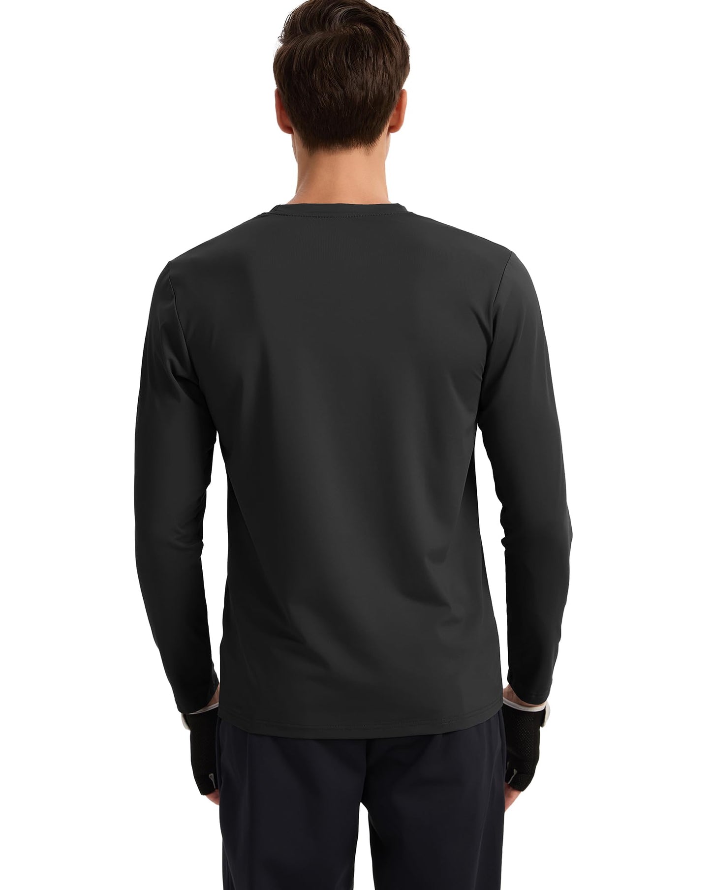 Mens Winter Long Sleeve Tech Tshirts Warm Lightweight Athletic Crewneck Thermal Tee Black L