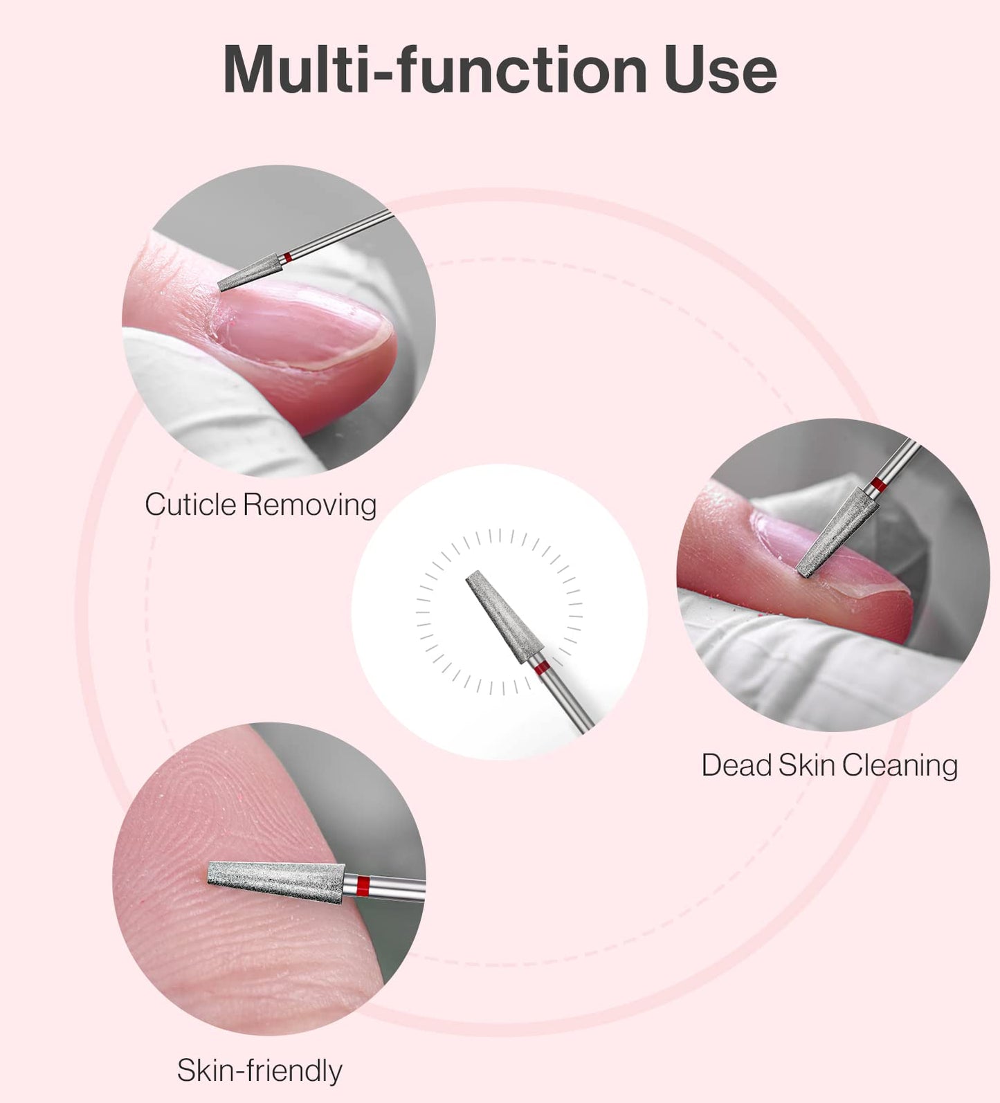 MelodySusie 4mm Long Tapered Barrel Cuticle Clean Nail Drill Bit 3/32'', Professional Safety Carbide Diamond Under Nail Cleaner for Cuticle Dead Skin Nail Prepare, Beginners Bits, Series Bit-S, Fine